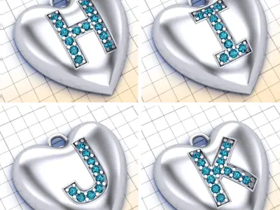 Initial Heart Pendants  3D print model