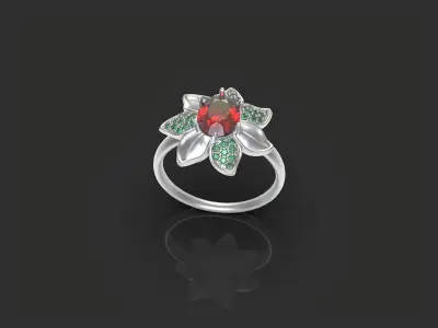 Flower ring 3D print model womens diamond ring 3D print model