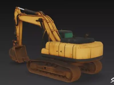 Excavator Low-poly 3D model