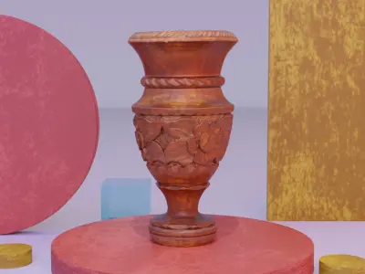 Wood vase high-poly 3D model