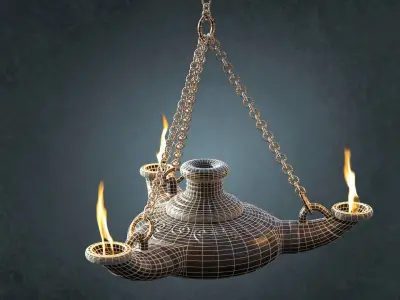 Ancient Oil Lamp Low-poly 3D model