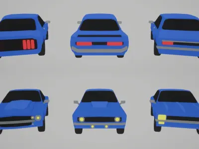 Flat World - Muscle Cars Low-poly 3D model