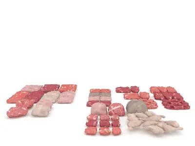 3D meat and sausage varieties model Low-poly 3D model