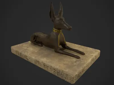 Anubis jackal statue Low-poly 3D model