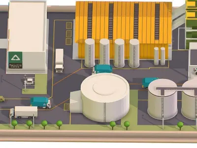 isometrical warehouse waste recycling station Low-poly 3D model
