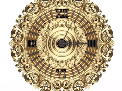 Classic Wall Clock 018 Gold Low-poly 3D model