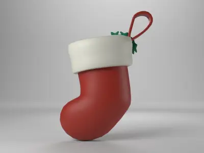 Low poly - Cute Christmas Sock Low-poly 3D model