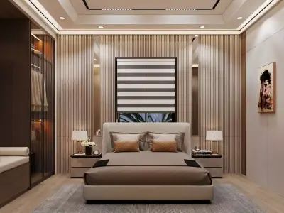 Modern Luxury Master Bedroom Interior  High-End 3D Visualization 3D model