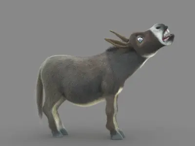 Donkey cartoon Low-poly 3D model