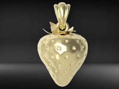  strawberry pendant 3D print model