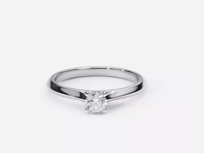 ZDR0157 solitaire diamond engagement ring gold 3D print model