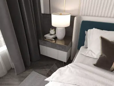 Modern Bedroom Scene 8 3D model