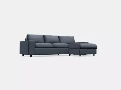 VIMLE 3-seat sofa with chaise longue 12 Low-poly 3D model