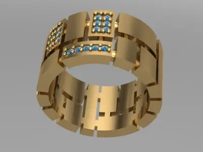Silver and Gold men wedding ring 3D print model