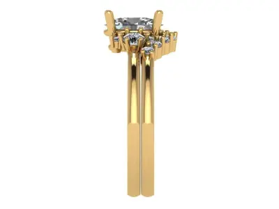 Oval solitare with weeding band set 3D print model