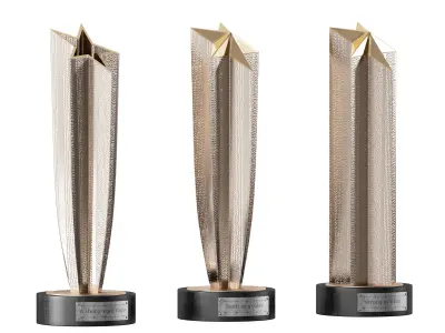 Award cup trophy star set 3D model