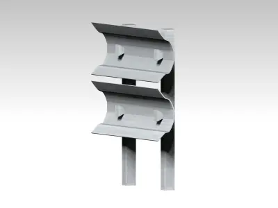 Metal beam crash barrier Low-poly 3D model