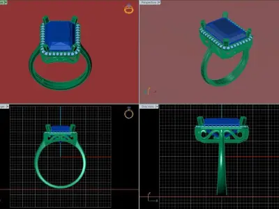 STL 3DM Women Ring Womens Ring Diamonds With Stone Model 3D print model purchase