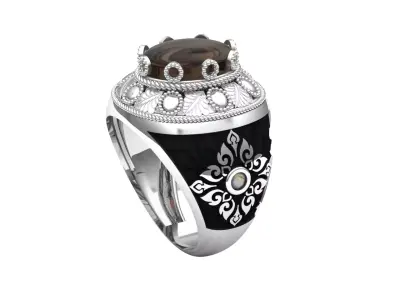 Turkish silver ring  men  3D model
