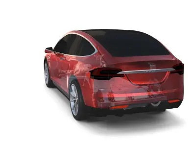 Tesla Model X with Chassis Red 3D model