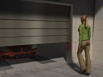 Car picking animation in parking lot 3D model