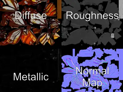 Butterfly Ornament D Model Pack Low-poly 3D model