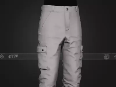Gray Snowboard Pants Style 1 Low-poly 3D model