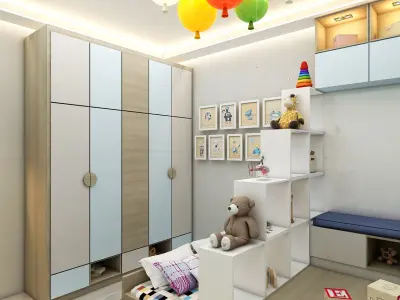 Spacious 3BHK Interior Design and Decoration 3D model