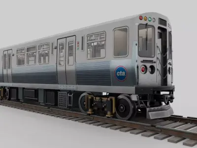 Chicago CTA train 5000 metro series Low-poly 3D model