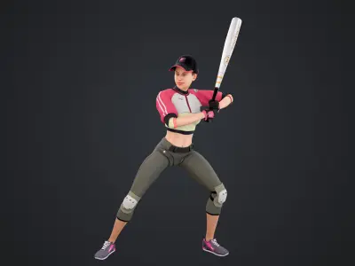 Baseballer Low-poly 3D model