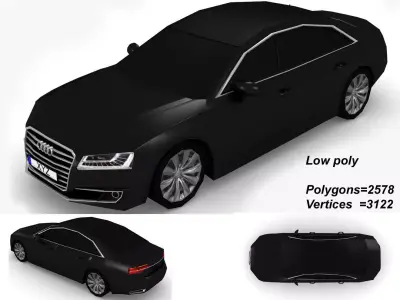 Audi a8l w12 lowpoly Low-poly 3D model