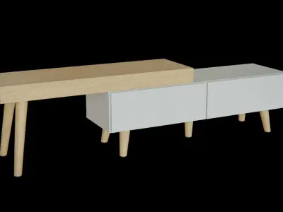 Rivert District Expandable TV Media console Low-poly 3D model