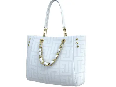 Balmain 1945 Soft Jacquard Tote Bag White Low-poly 3D model