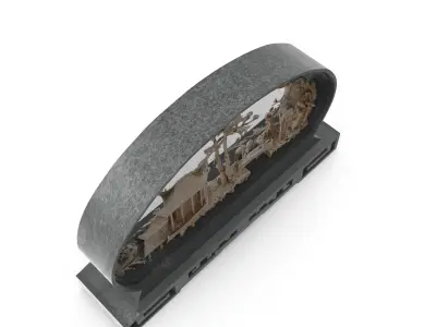 Vintage Asian Carved Cork Diorama Shadow Box  3D model