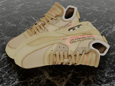 OFF WHITE X NIKE AIR MAX 90 THEN TEN 3D SHOES Low-poly 3D model
