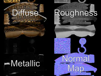 Intricate Ornamental Knife D Model Pack Low-poly 3D model