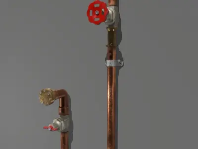 Copper Water Pipes Low-poly 3D model