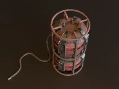 Old Sci-Fi Canister Free low-poly 3D model