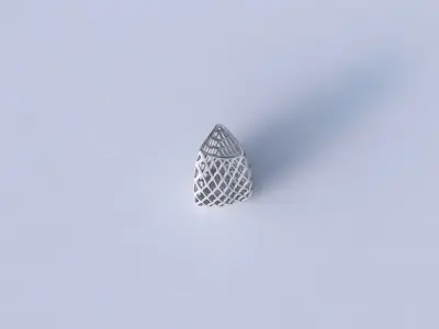 Vase curved tipping triangle 2 with diagonal grid lattice 3D print model