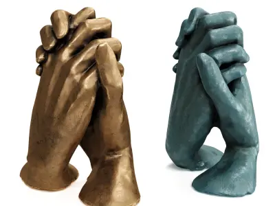 Holding hands sculpture 3D model