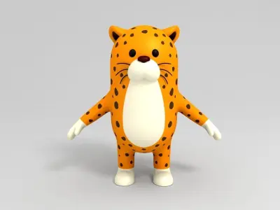 Rigged Leopard Character 3D model