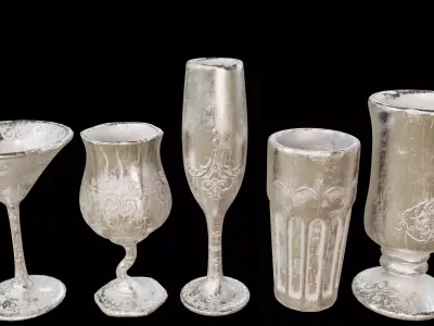 Ornamental Patinated Bronze Glasses Free 3D model