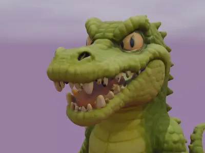 Cartoon Crocodile high poly 3d model high poly  Low-poly 3D model