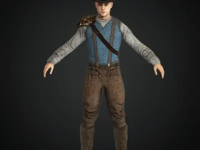  Steampunk rigged character Low-poly 3D model