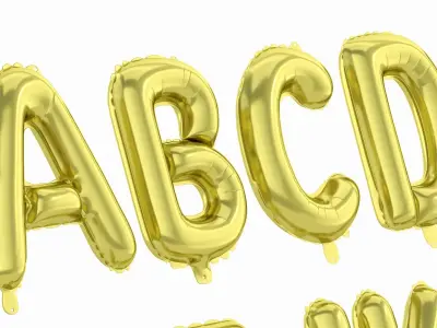 Balloon Alphabet Gold 3D model
