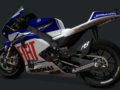 Yamaha Racing Bike Low-poly 3D model