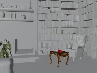 Bedroom interior scene    Low-poly 3D model