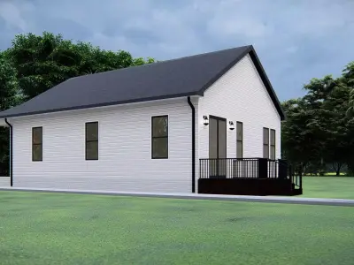 American Wooden  Farmhouse Barndominium  Country Home Exterior 3D model