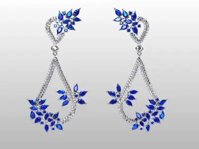 Gorgeous Dangle earrings with marquise gemstones 3D print model