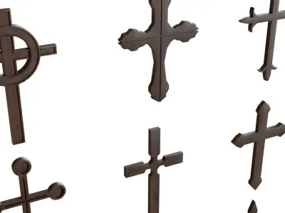 Cross Christianity Symbols Old Wood Low-poly 3D model